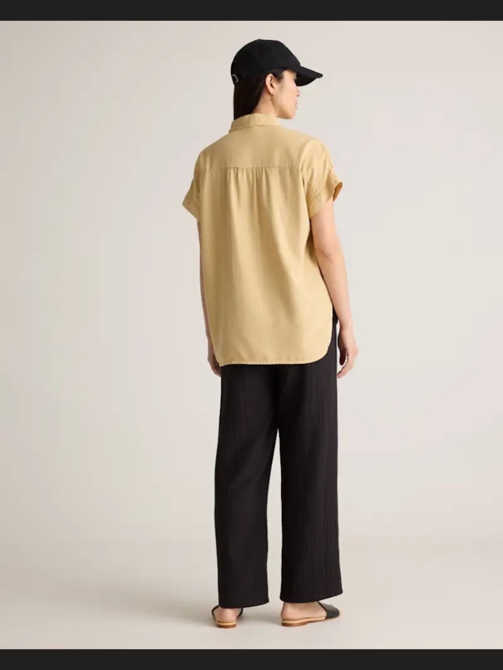 Quince 100% organic cotton gauze straight Leg Drawstring Pants - Black - Picture 5 of 8